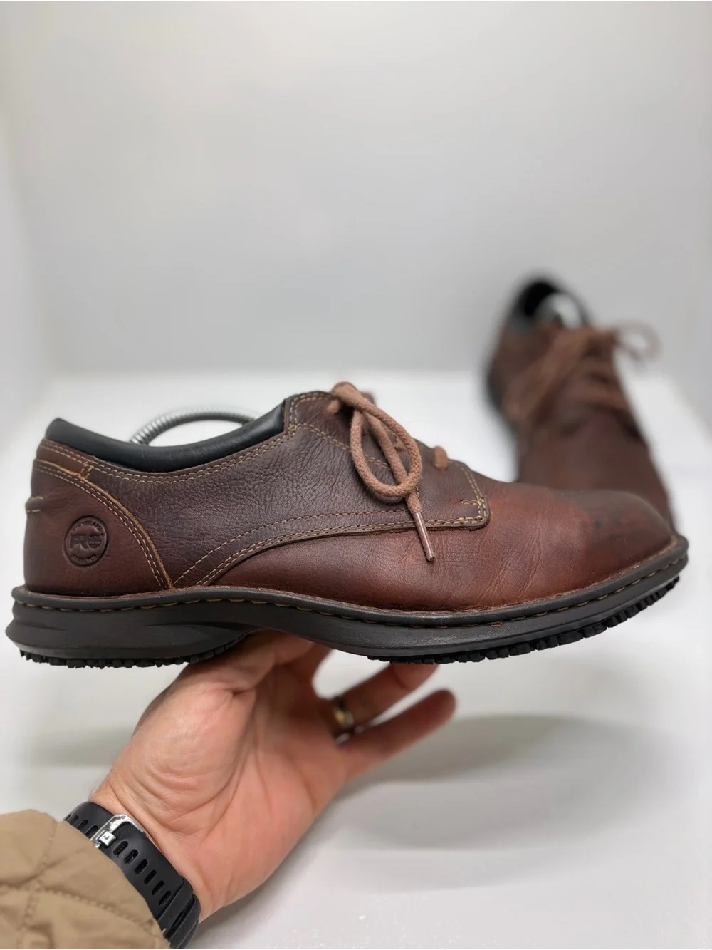 Timberland PRO 85590 Brown Leather Oxford Work Shoes Men's Size 10M Slip Resista